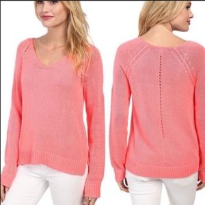 Lilly Pulitzer Knit V-Neck Sweater Coral/Hot Pink